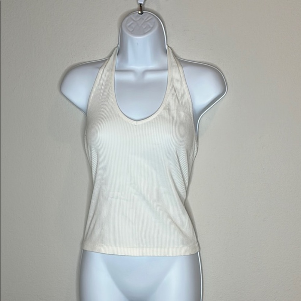 Planet Gold White Sleeveless Crop Tank Top